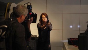 Chloe O'Brian with a gun in 24 Season 8
