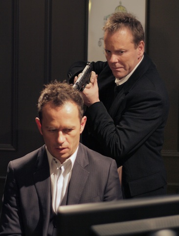 Kiefer Sutherland and Greg Ellis in The Confession promo pic