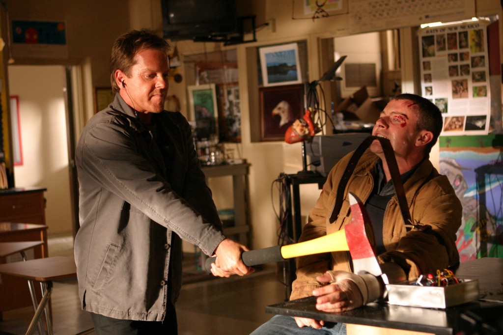 Jack Bauer cuts Chase's arm with axe 24 Season 3 Finale