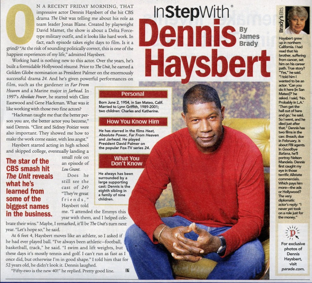 Dennis Haysbert in Parade Magazine October 26, 2006 Issue