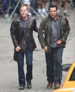 Kiefer Sutherland and Benito Martinez filming 24 Season 8 premiere