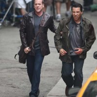 Kiefer Sutherland and Benito Martinez filming 24 Season 8 premiere