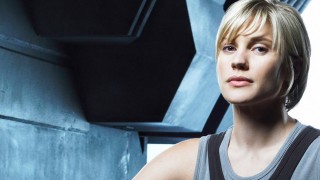 Katee Sackhoff as Kara Thrace in Battlestar Galactica