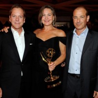 Kiefer Sutherland Cherry Jones and Howard Gordon at Emmys 2009