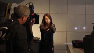 Chloe O'Brian with a gun in 24 Season 8