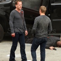 Kiefer Sutherland and stunt double 24 Series Finale set pictures