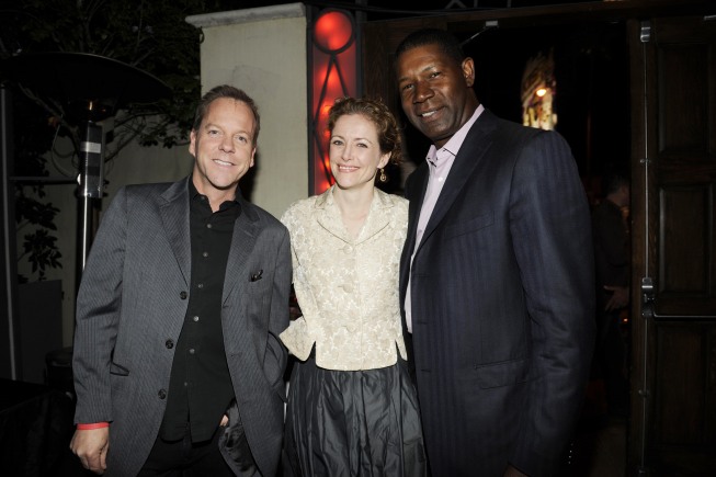 Kiefer Sutherland Leslie Hope and Dennis Haysbert at 24 Series Finale Party