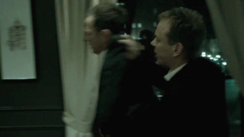 Kiefer Sutherland and Greg Ellis in The Confession screencap