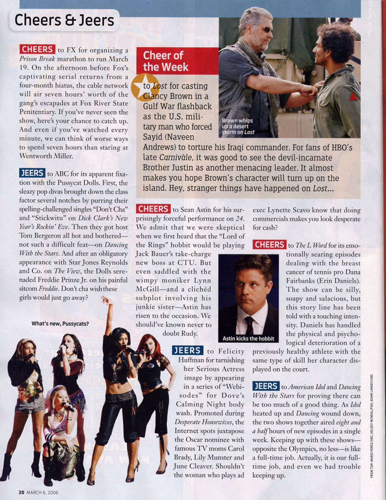 Sean Astin in TV Guide magazine March 6, 2006