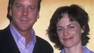 Kiefer Sutherland and Sarah Clarke at the FOX Upfront Party in 2002