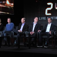 Mary Lynn Rajskub, Kiefer Sutherland, Howard Gordon, Evan Katz, Brian Grazer, and Manny Coto at the 24: Live Another Day Panel