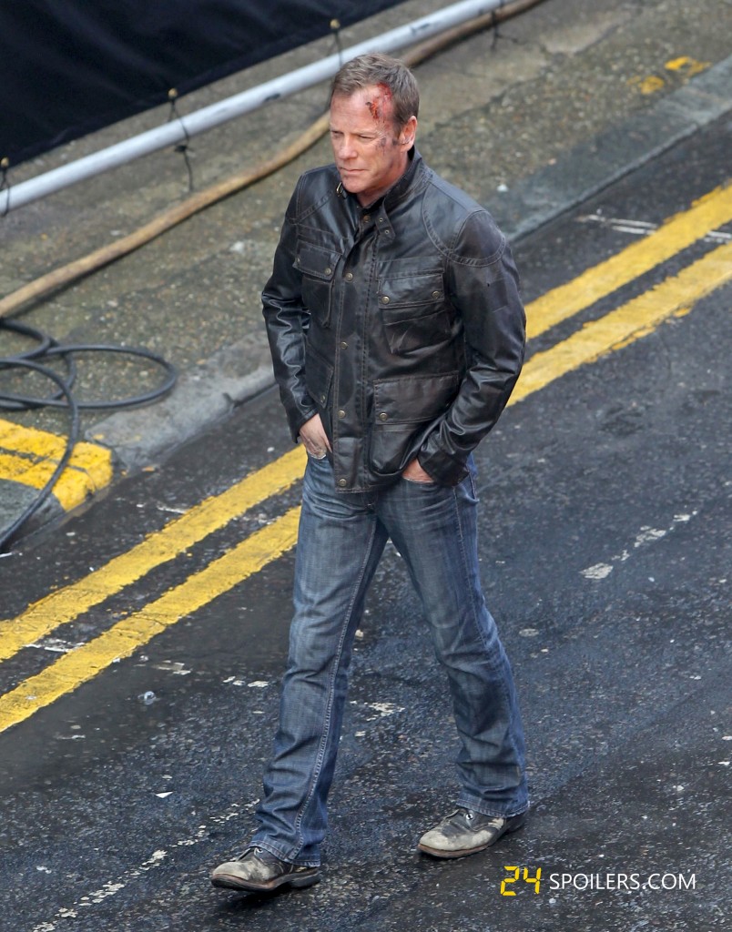 Kiefer Sutherland in London filming "24: Live Another Day"