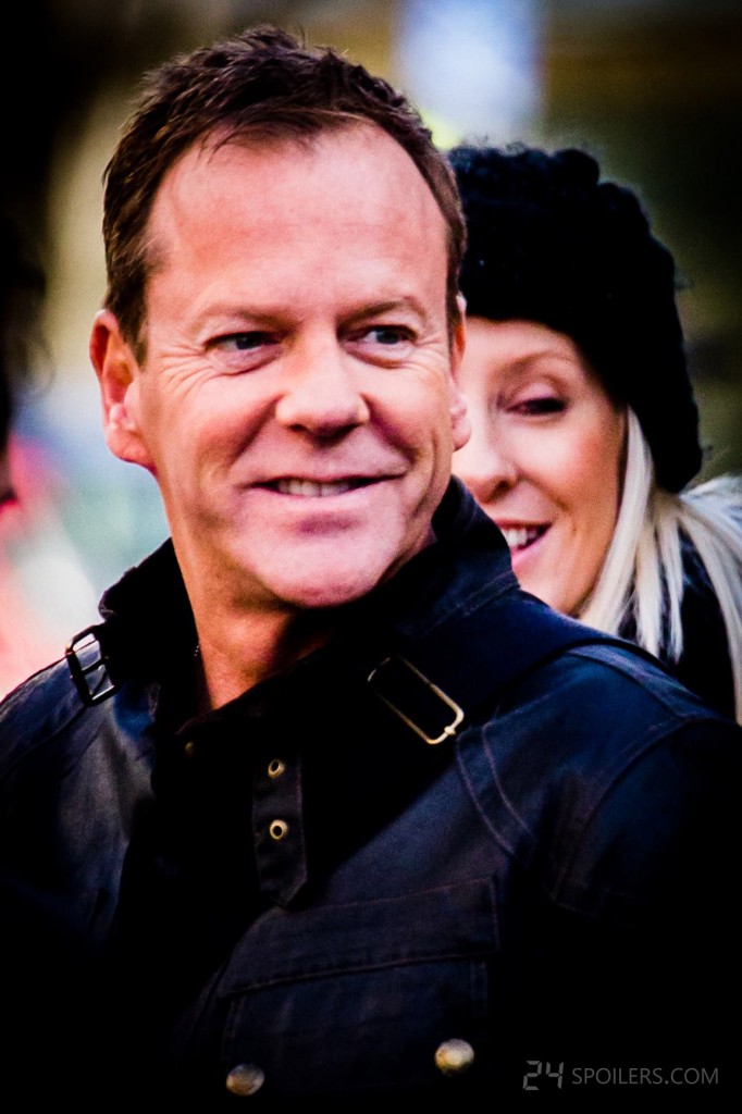 Kiefer Sutherland smiling on 24: Live Another Day Set - January 28, 2014