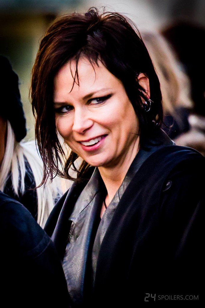 Mary Lynn Rajskub smiling on 24: Live Another Day Set - January 28, 2014