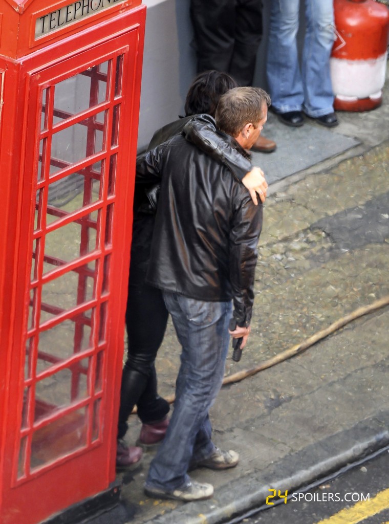 Mary Lynn Rajskub and Kiefer Sutherland filming 24: Live Another Day in London