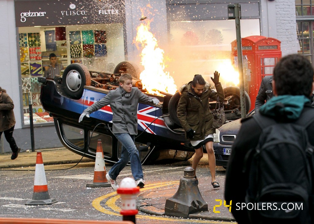 Union Jack cab explodes during 24: Live Another Day filming