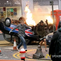 Union Jack cab explodes during 24: Live Another Day filming