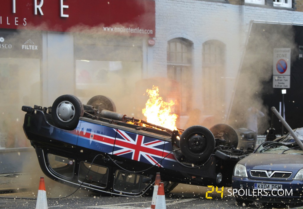 London cab explodes during 24: Live Another Day filming