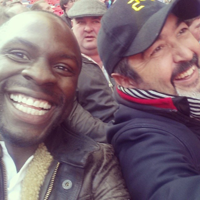 Gbenga Akinnagbe and Jon Cassar at Wembley Stadium