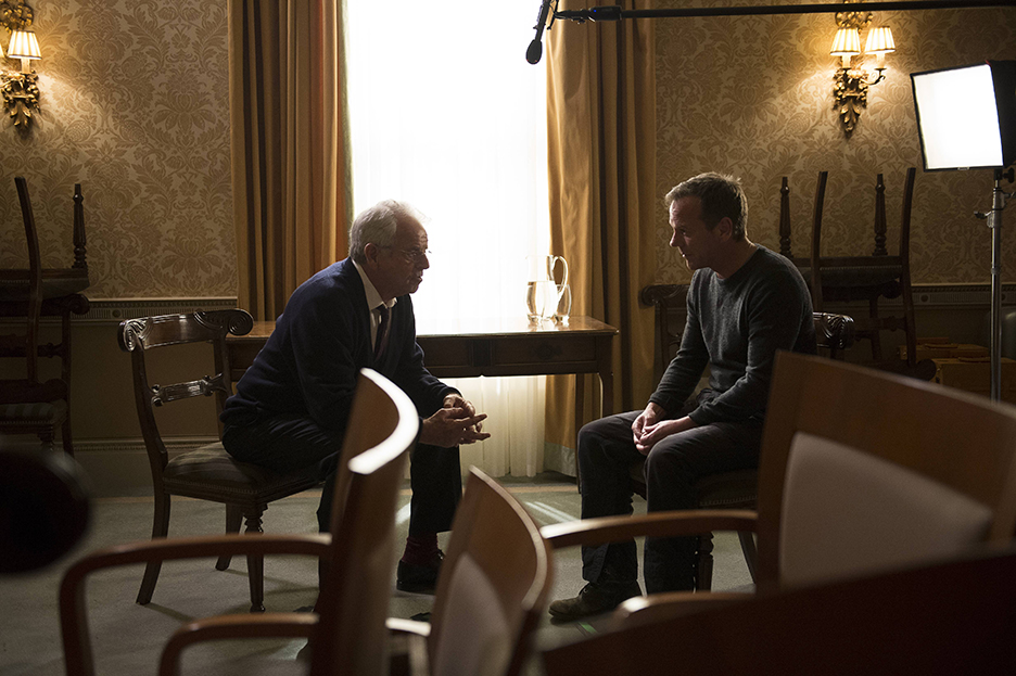 William Devane and Kiefer Sutherland behind the scenes of 24: Live Another Day Episode 5