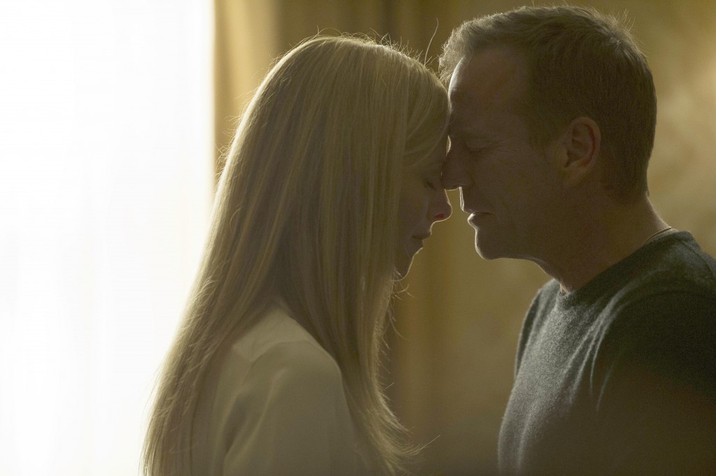 Audrey (Kim Raver) and Jack Bauer (Kiefer Sutherland) share a moment in 24: Live Another Day Episode 5