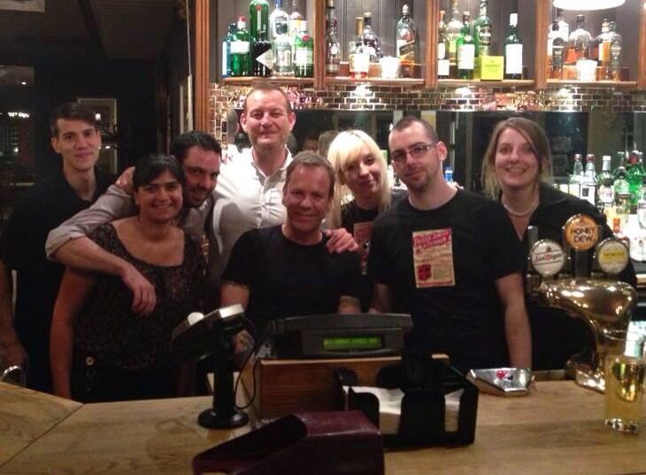 Kiefer Sutherland and 24 crew wrap party at Hare and Hounds Pub
