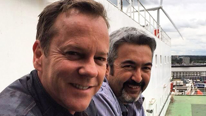 Kiefer Sutherland and Jon Cassar on final day of 24: Live Another Day filming