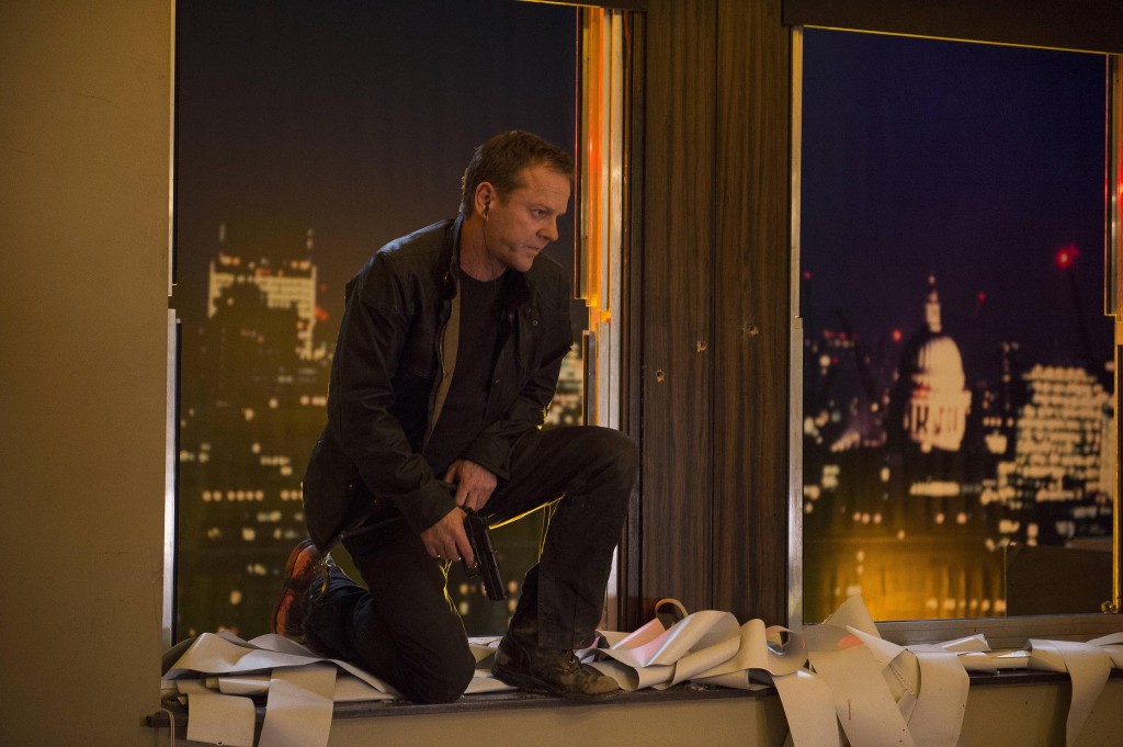 Jack Bauer (Kiefer Sutherland) breaks into Margot's lair in 24: Live Another Day Episode 9