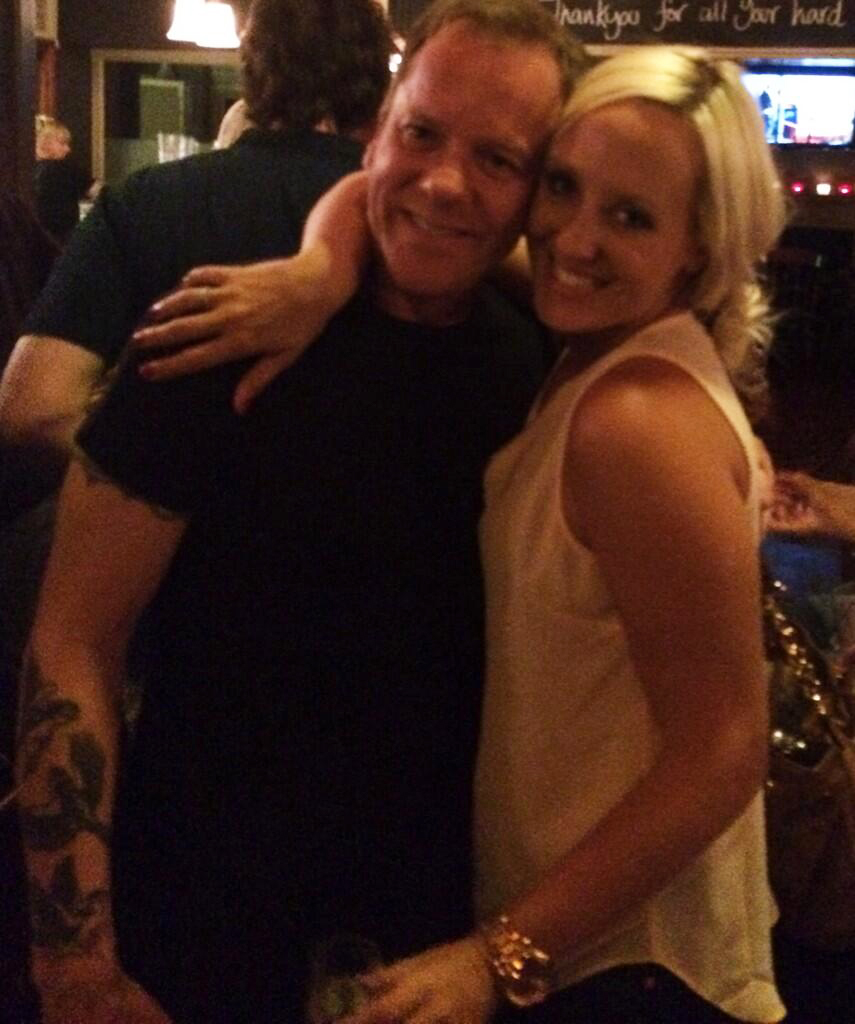 Kiefer Sutherland with 24: Live Another Day costume designer Kelly Williams at the wrap party