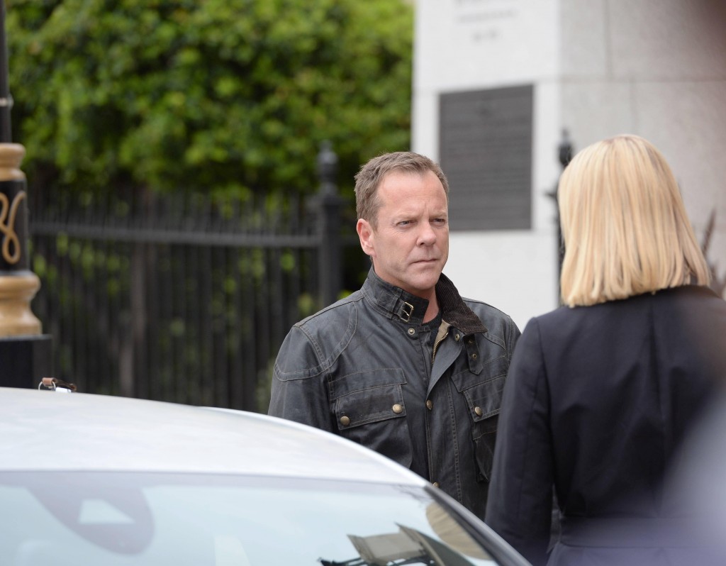 Jack Bauer( Kiefer Sutherland) makes plans with Kate Morgan (Yvonne Strahovski) in 24: Live Another Day Episode 6