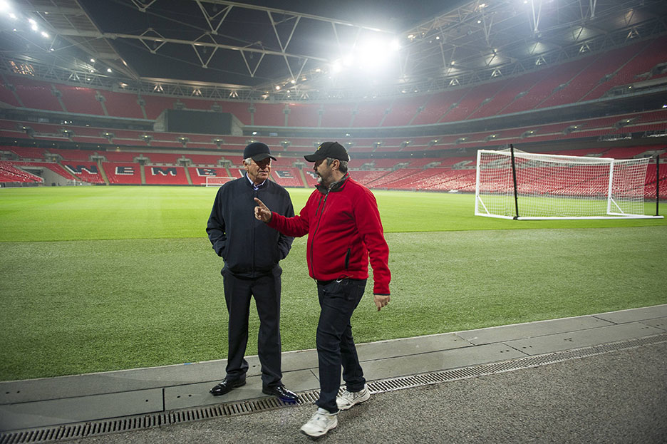 William Devane and director Jon Cassar at Wembley Stadium for 24: Live Another Day Episode 8