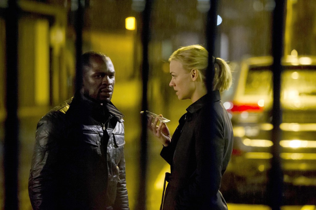 Kate Morgan (Yvonne Strahovski) and Erik Ritter (Gbenga Akinnagbe) talk to Jack in 24: Live Another Day Episode 10