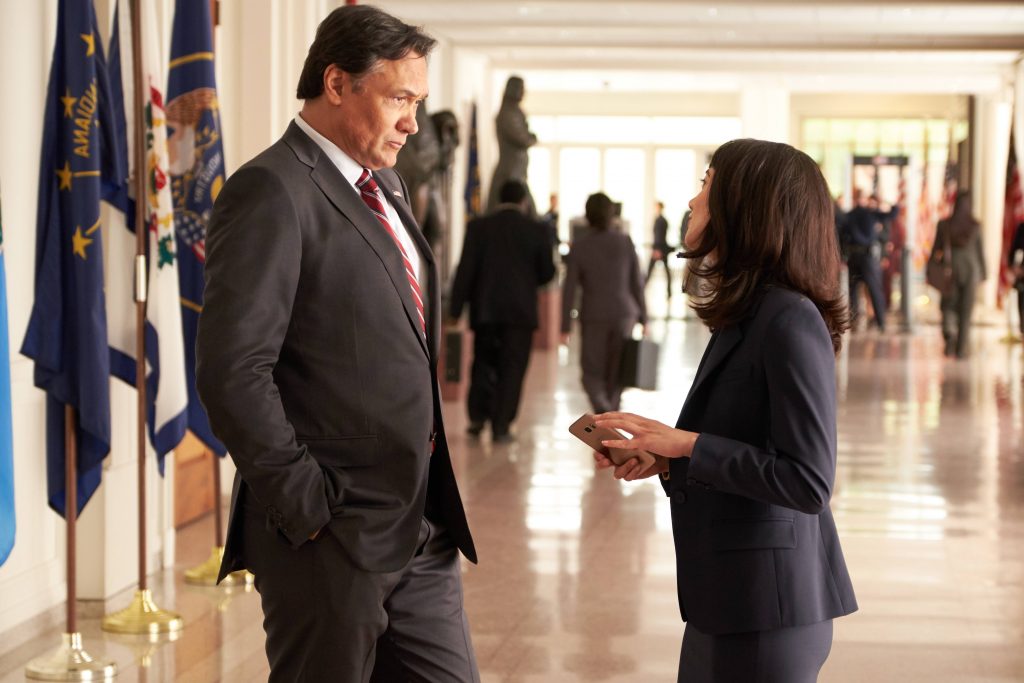 Jimmy Smits and Sheila Vand in 24: Legacy Pilot