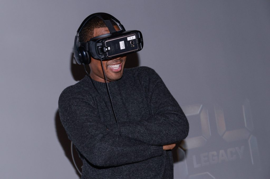 Corey Hawkins tries virtual reality at FOX & Samsung "24: Legacy" Screening and Panel Discussion