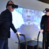 Howard Gordon and Charlie Hofheimer use Virtual Reality at FOX & Samsung "24: Legacy" Screening and Panel Discussion