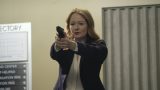 Rebecca Ingram with gun inside CTU - 24: Legacy Episode 9